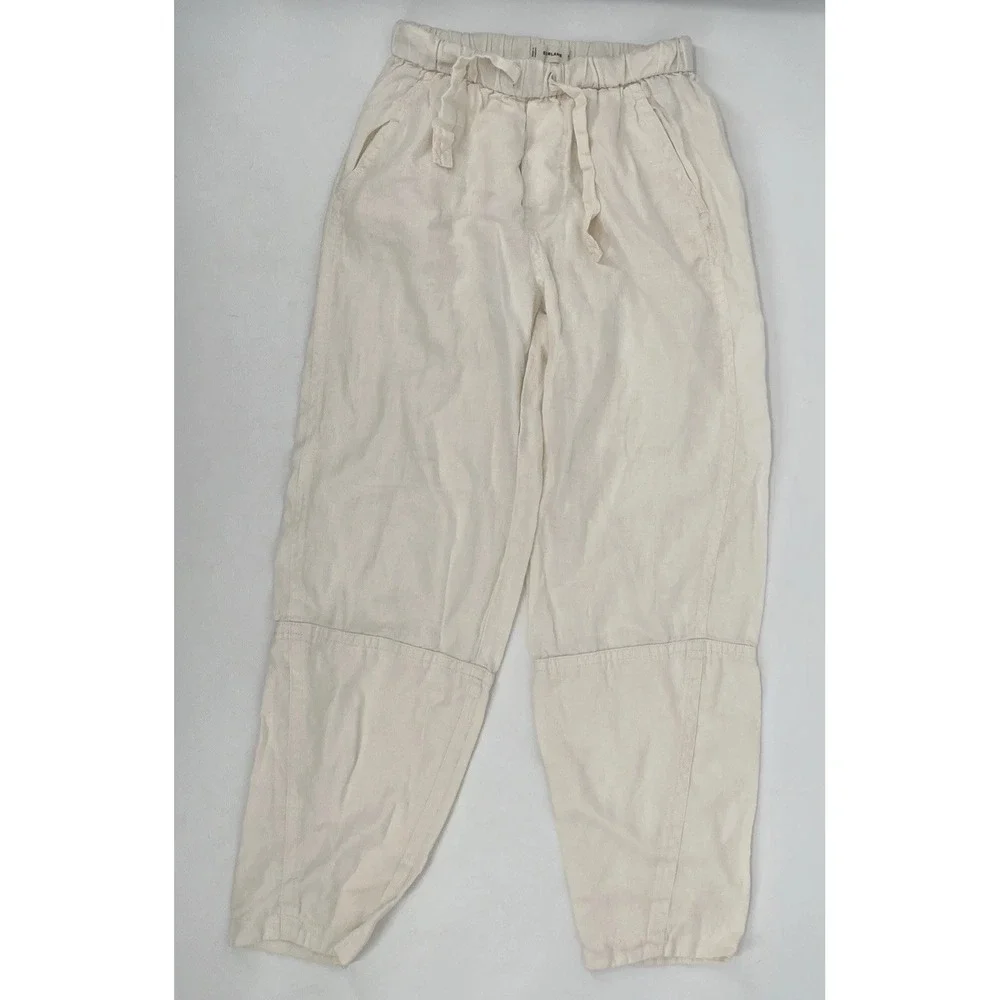 Everlane European Flax Linen Drawstring Pants Off White Pull On Womens Size XS